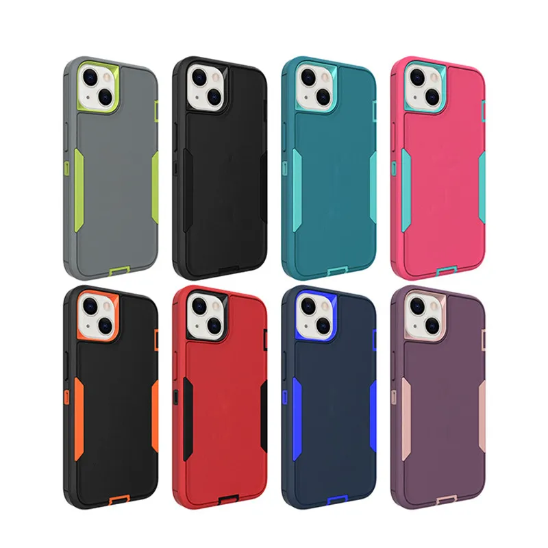 Hybrid Armor Durable Hard PC Flexible TPU Defender Phone Cases For iPhone 13 Pro Max 12 11 8 Plus Shockproof Rubber Protective Mobile Back Cover D1