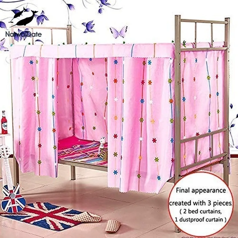 Students Dormitory Bunk Bed Curtains Mosquito Net Dustproof Blackout Cloth Bed Canopy Tent Curtain Removeable Shading Nets Dorm 210316