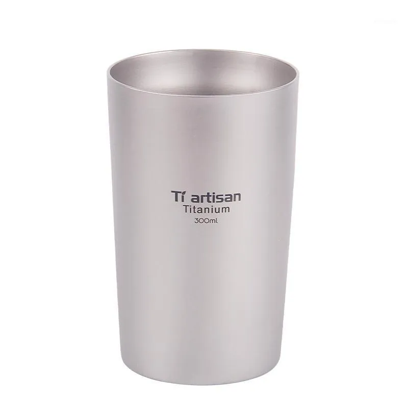 Tiartisan – bouteille d'eau en titane pour l'extérieur, tasse à bière, Portable, Double isolation, café, thé, mur de boisson, 300ml