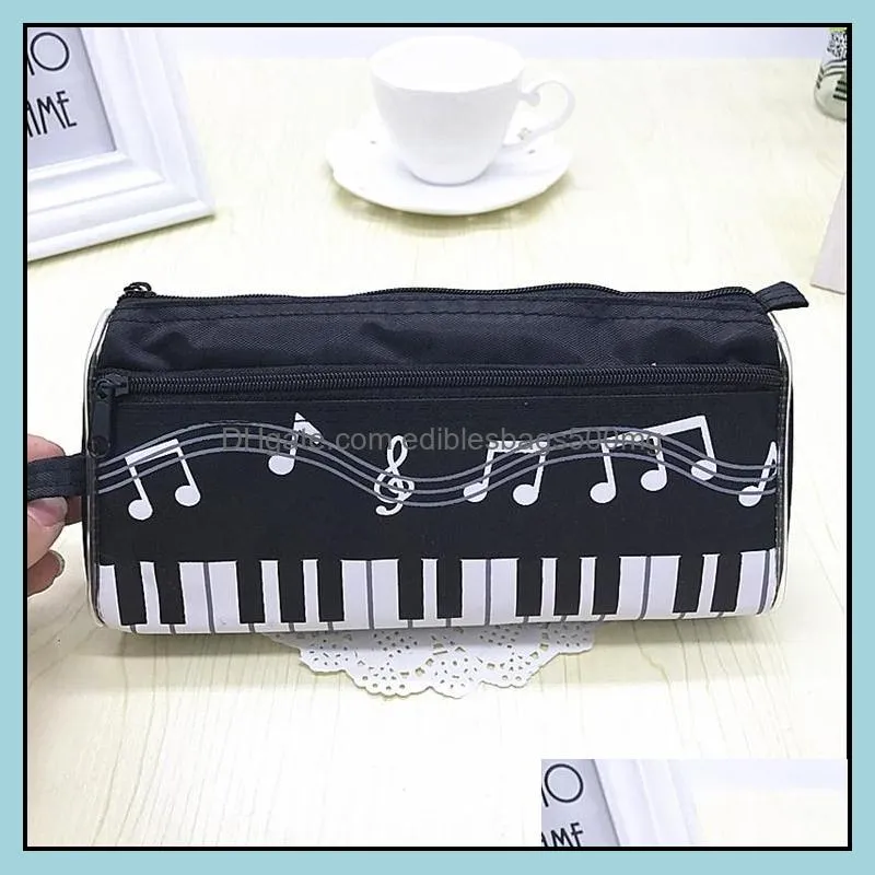 Music piano pencil case polyester pen bag Double high capacity pen box stationery office school student gifts