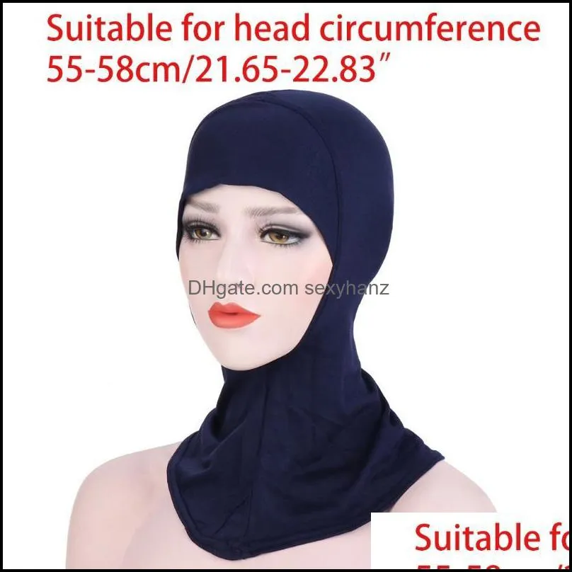 Muslim Mini Hijab Cap Under Scarf Solid Full Bonnet Inner Islamic Turban Hat1