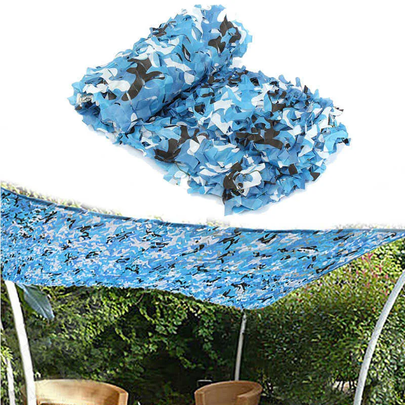 Outdoor Military Blue Camouflage Netting Sun Shelter for Car-Covers Hunting Camping Hiking Shelter Party Decoration Beach Net Y0706