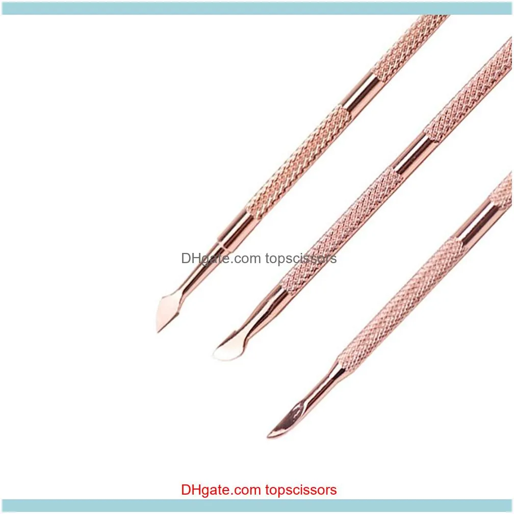 Nail Care Cleaner Nail Art Tools Cuticle Pusher Set Manicure & Pedicure Tool Rose Gold Stainless Steel Finger Dead Skin Push