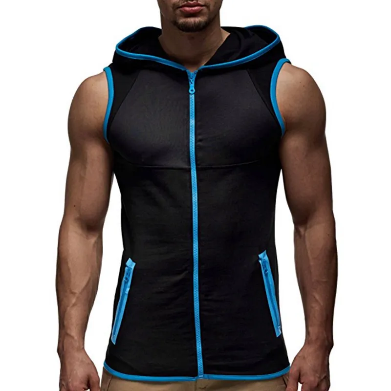 IceLion Mens Sleeveless Hoodie Slim Fit Zipper Cardigan