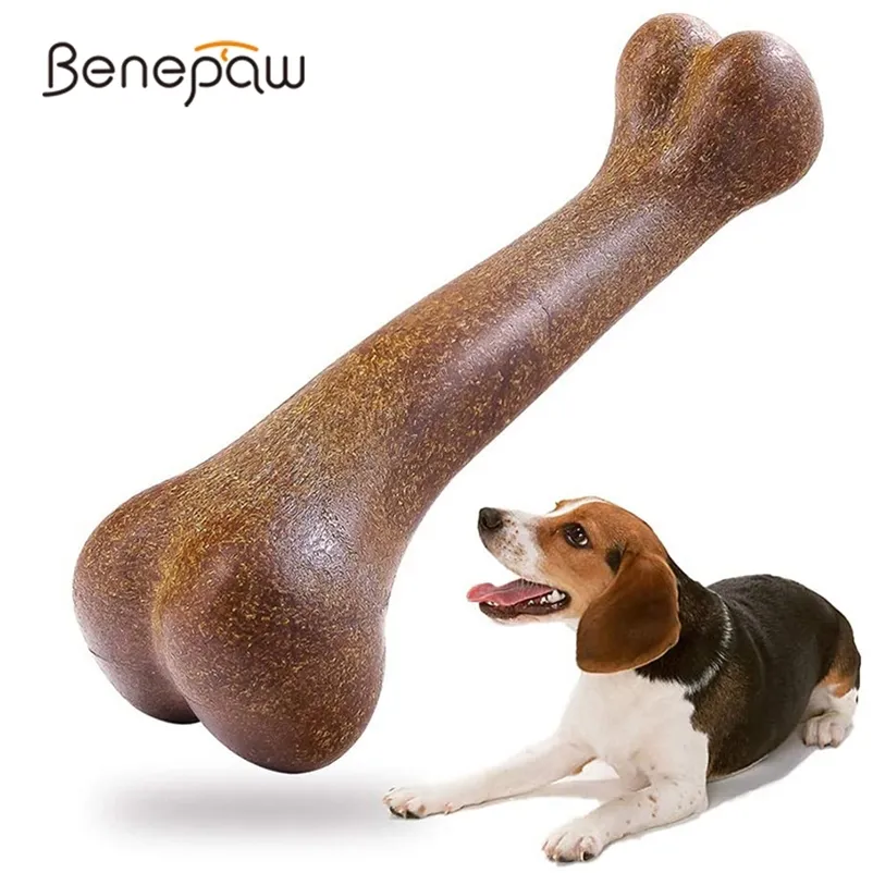 Benepaw Nästan oförstörbar hundben Naturliga icke-toxiska valpleksaker för små medelstora stora hundar Pet Chew Game Tandvård 210312