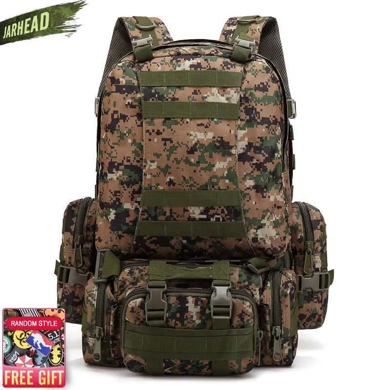 Tactical Backpack 4 in 1 Military Bags Army Rucksack Molle Outdoor Sport Bag Men Camping Hiking Upgrade 900D Camouflage Backpack Q0721