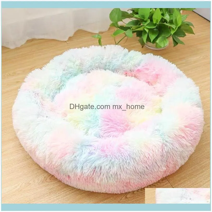 Long Plush Beds Calming Bed Hondenmand Pet Kennel Super Soft Fluffy Comfortable Dounts Sofa For Large Dog Cat House 201223