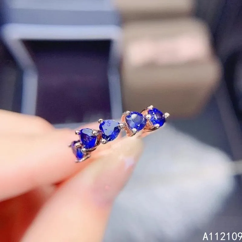Cluster ringen fijne sieraden 925 Sterling zilveren inzet met natuurlijke edelsteen dames klassieke elegante hart saffier verstelbare rij ring suppor
