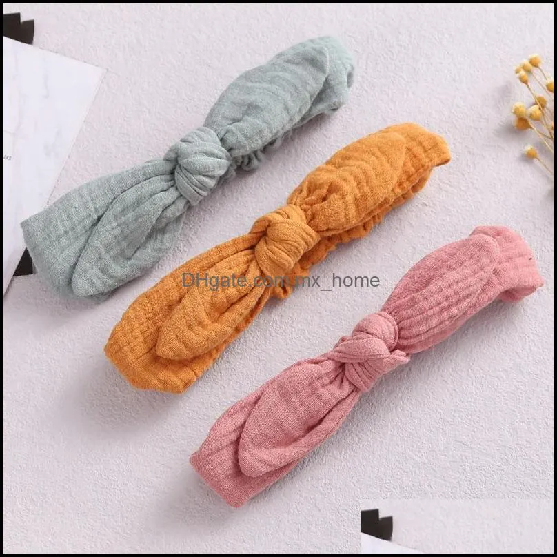 Hair Accessories Born Headbands Cotton Solid Bow For Girl Ear Hairbands Turban Knot Kids Accessoire Baby Bands