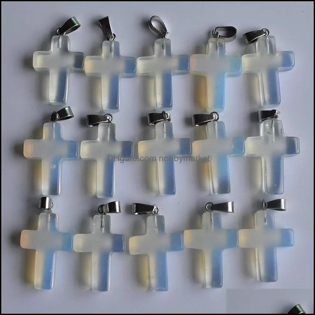 Natural opal stone cross charms pendants for jewelry making diy earrings necklace