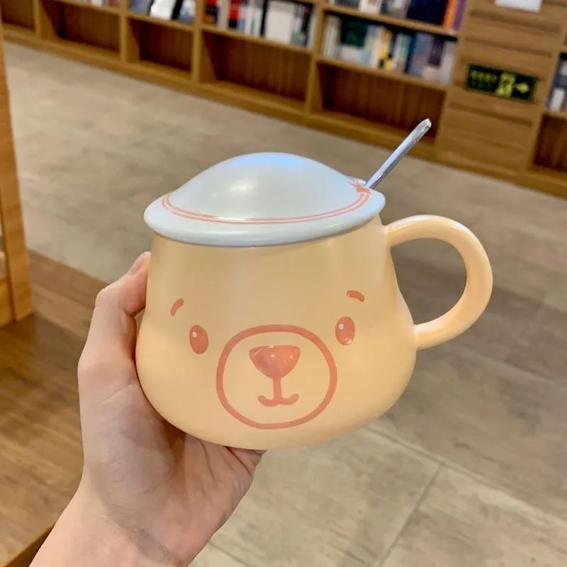 Mugs Net Red Cute Pet Cup High-value Ceramic Personality Mug With Lid Spoon Female Students Stay And Drinking
