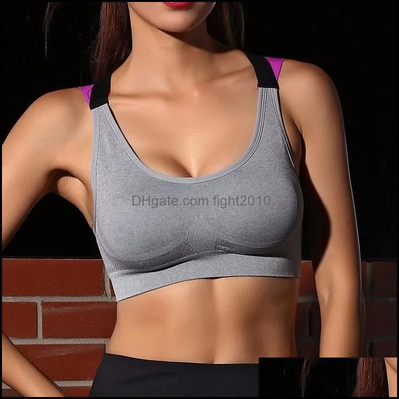 Gym Clothing Yoga Push Up Sports Bra Cross Strap Back Running Padded Brassiere Sport Fitness Top Tank Vest Shockproof