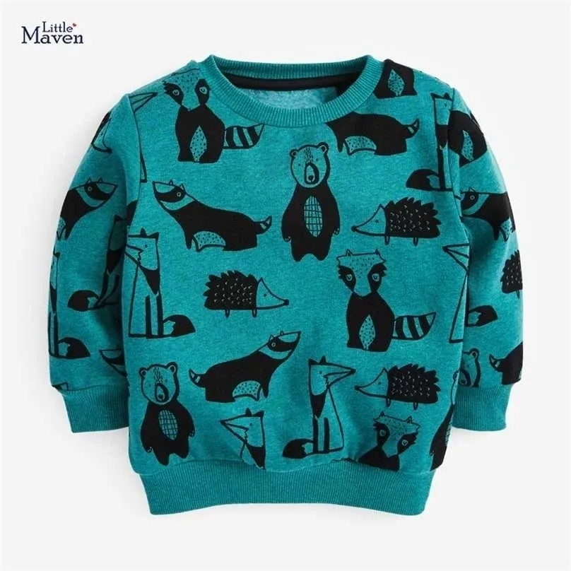 Little Maven Boys Sweatshirts Dier Bear Print Kinderkleding Herfst voor Kinderkleding Baby 211110