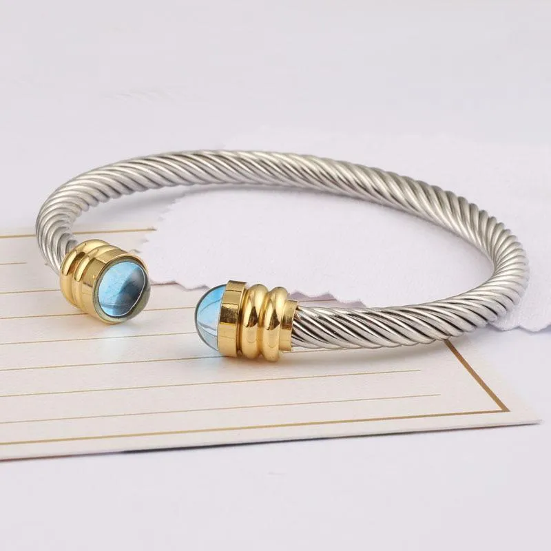 Armband groothandel roestvrij stalen manchet blauwe kraal mode-sieraden fijne pols accessoires handornament realiseerbaar