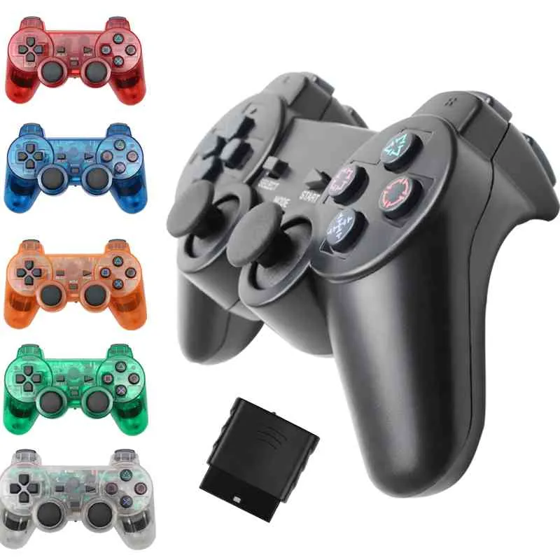 Trådlös Gamepad Sony PS2 Controller PlayStation 2 Console Joystick Double Vibration Shock Joypad USB PC-spelkontrol