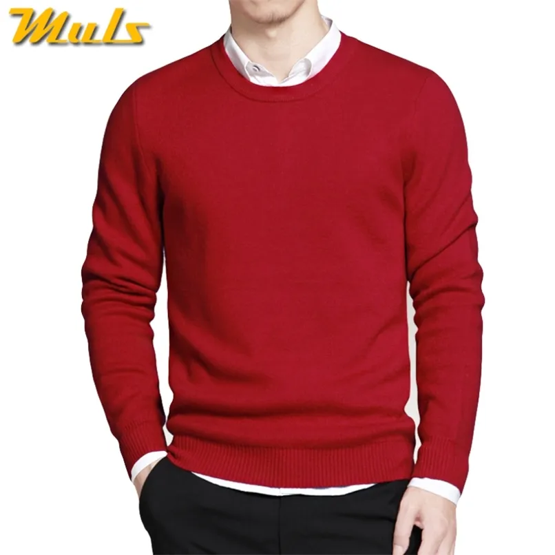 5XL Mens Pullover Tröjor Vår Bomull O Neck Sweater Jumpers Vinter Höst Man Knitwear Blå Grå Svart Grön Röd 211221