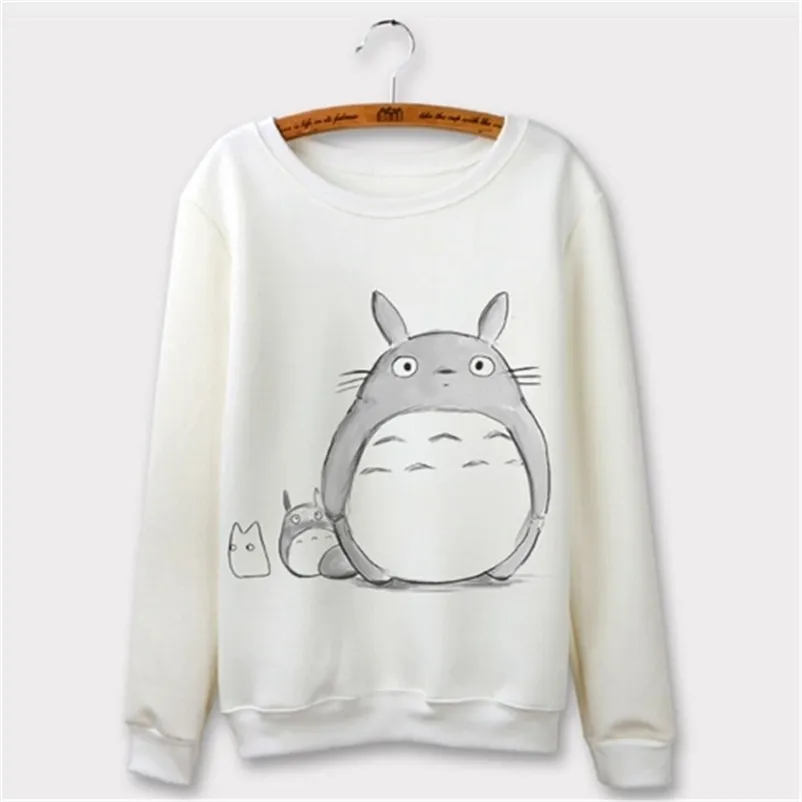 Totoro Hoodie Women Sweatshirt Harajuku Cartoon Print Hoodies Long Sleeve Autumn Clothing Sudaderas Mujer O neck Hoody 201126