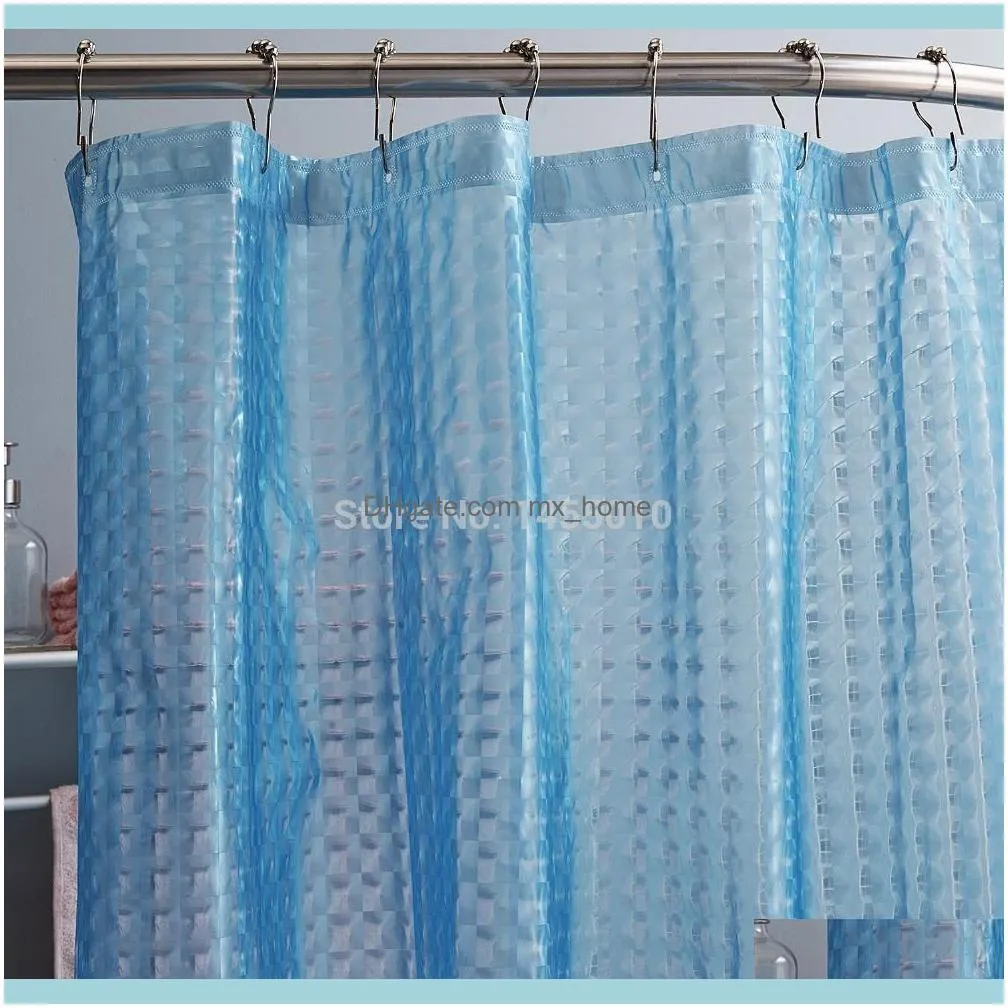 Happy Tree PEVA 3D Translucence Waterproof Shower Curtain Thicken Plastic Bathroom Curtain Water Cube 3D Bath Curtain. 201127