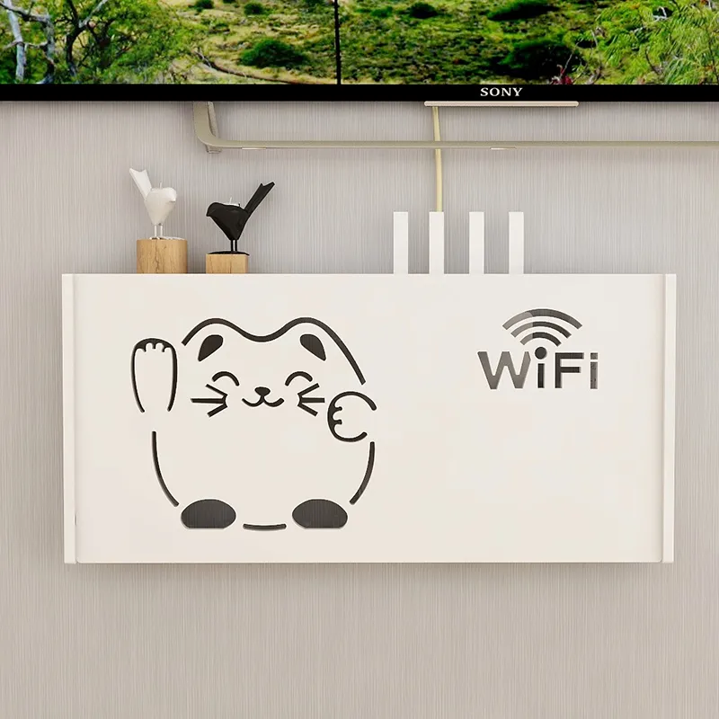 Scatole di immagazzinaggio del router WiFi Home Hanging Decor Cavo Spina di alimentazione Filo a parete Scaffali Organizzatori di stoccaggio Risparmio di spazio Regalo 210309