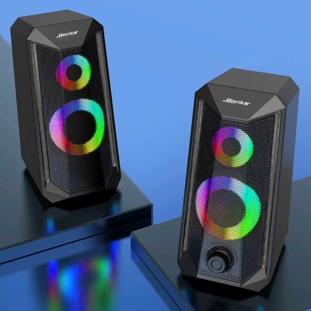 Altoparlante stereo surround da 1 paio con altoparlanti per PC portatili con luce RGB Jack da 3,5 mm alimentato tramite USB