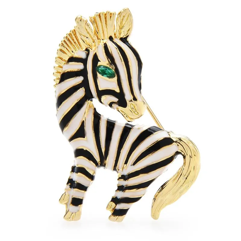 Spille, spille Wulibaby smalto carino zebra per donna unisex bicolore cavallo spilla casual festa regali pin