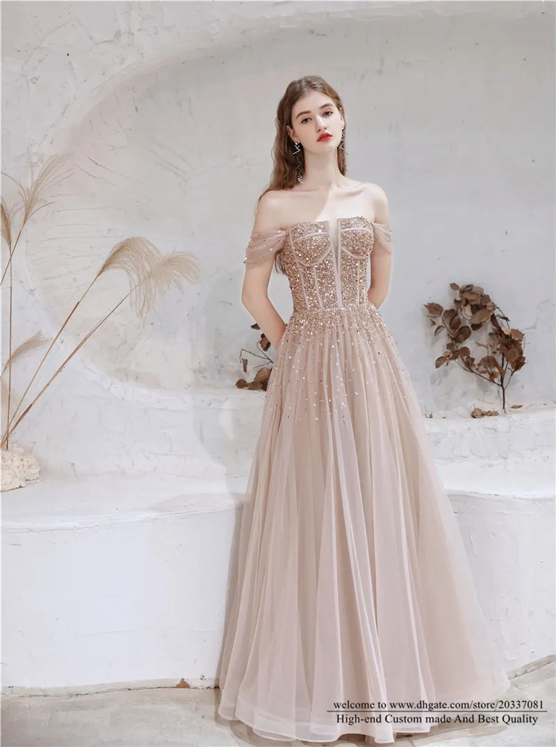 2021 Sequin A Line Formal Evening Dress With Beading And Tulle Lace Up Floor Length Pink Lady Cocktail Prom Party Gown From Juliaweddingdresses 116.81 DHgate.Com
