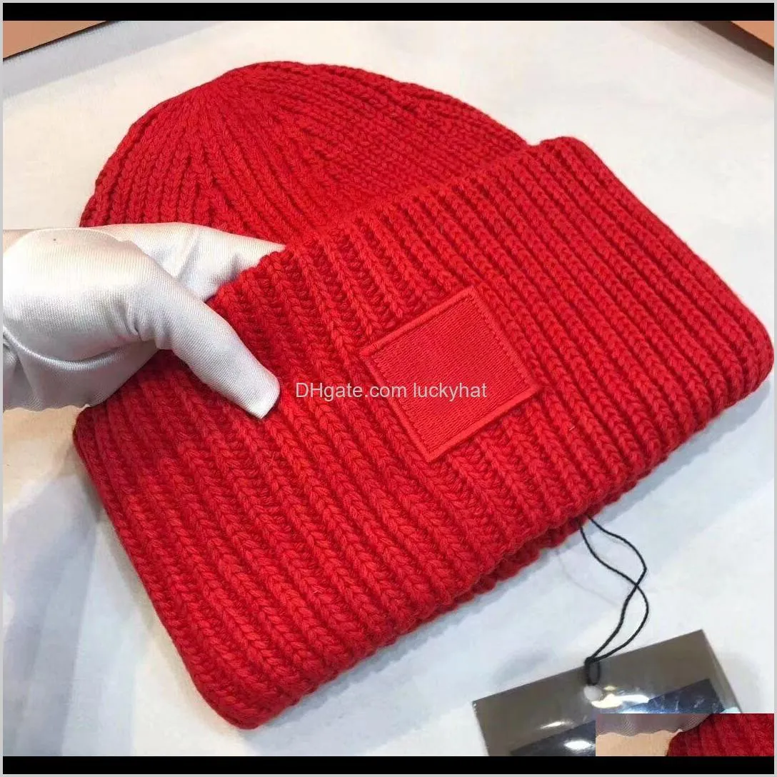 block embroidery beanie/skull caps knitted cashmere thick warm couple lovers parent-child hats tide street hip-hop wool cap adult