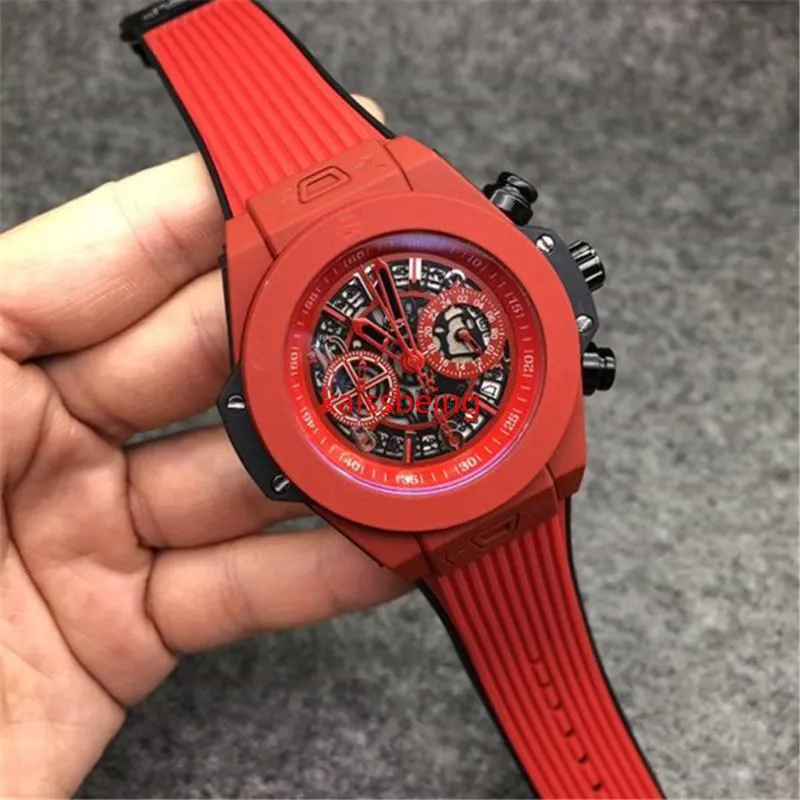 2021 Heren analoog horloge 45 mm quartz uurwerk datumkalender alle wijzerplaat werkt rubberen band orologio uomo luxe montre de luxe designer w278D