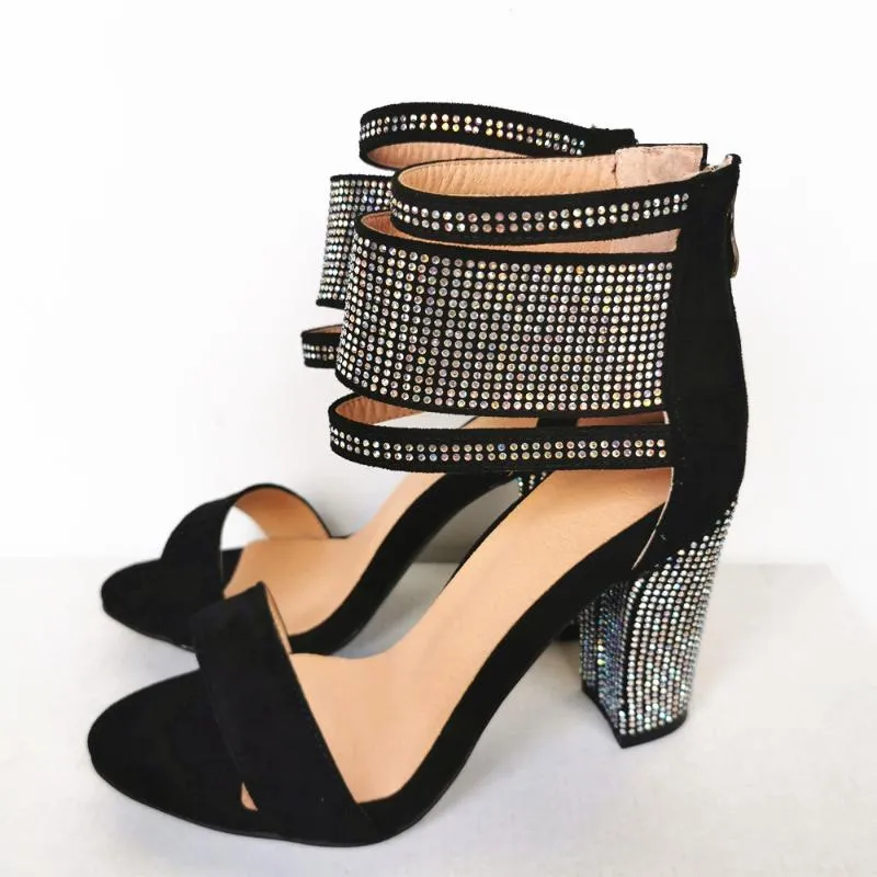 Christain Siriano Black & Rhinestone Heels 9 | Rhinestone heels, Zipper  heels, Black rhinestone