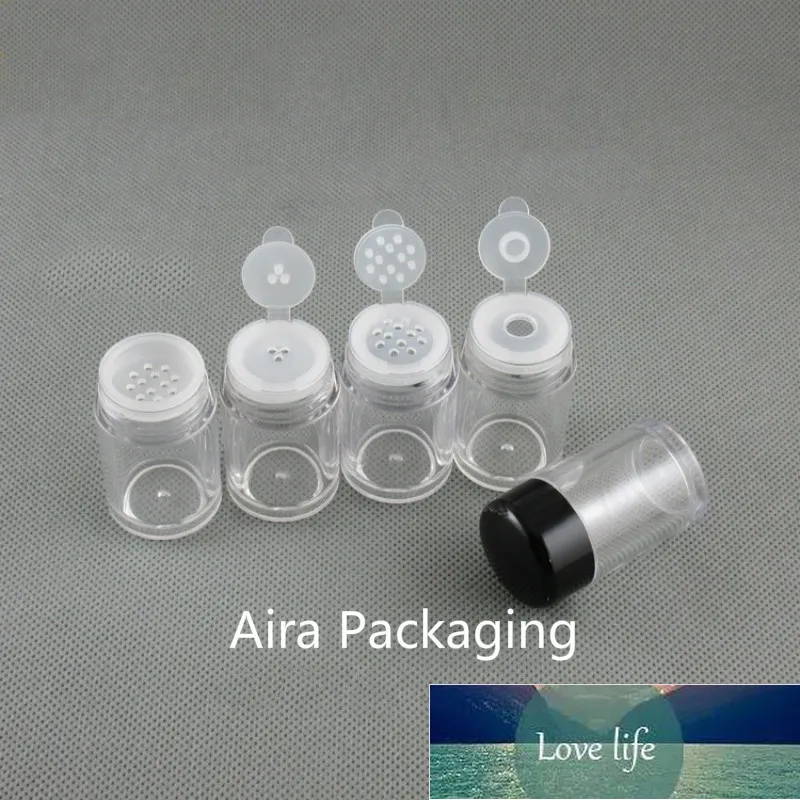 10ml Clear Plastic Nail Art Decorations Refiller Bottle Black Lid Sifter Box Tom lös pulverbehållare