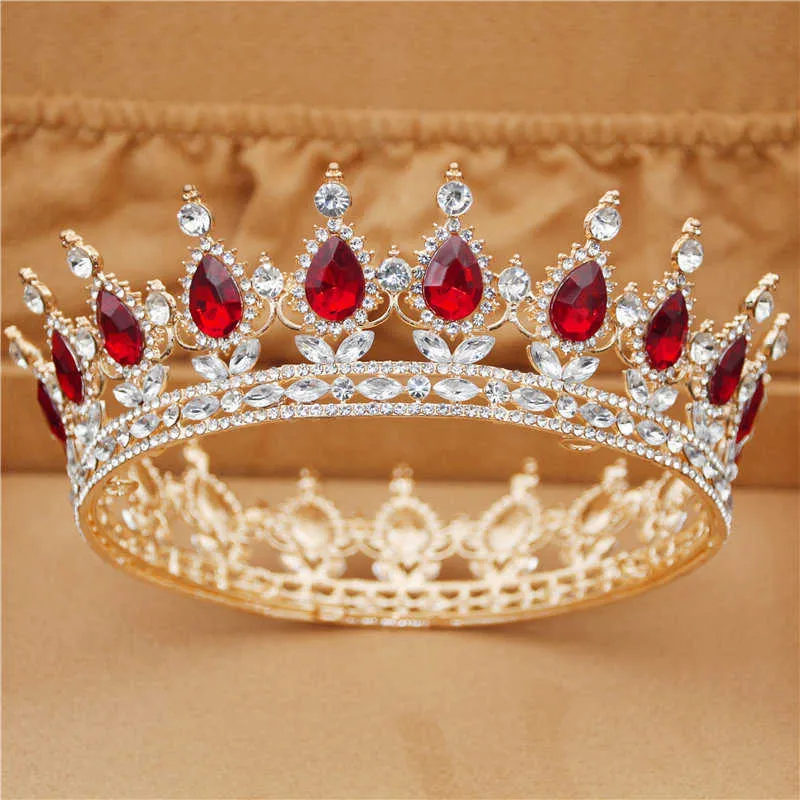 Prachtige Crystal Metal Wedding Crown Royal Queen King Tiaras Large Diadem Head Ornaments Pageant X0625