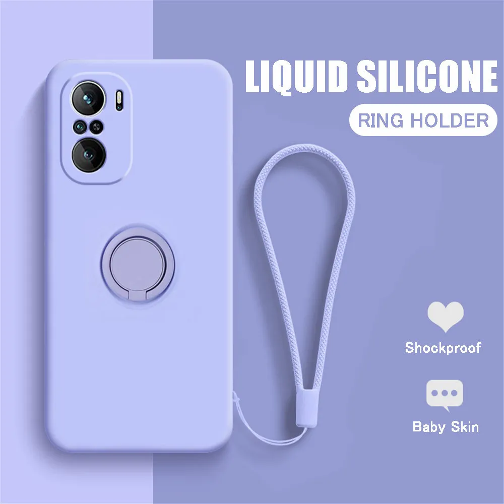Porte-bague magnétique de silicone liquide pour Xiaomi Mi Poco F3 X3 PRO NFC 10T 10 LITE REDMI Note 10 9 PRO 9S 10S Couverture