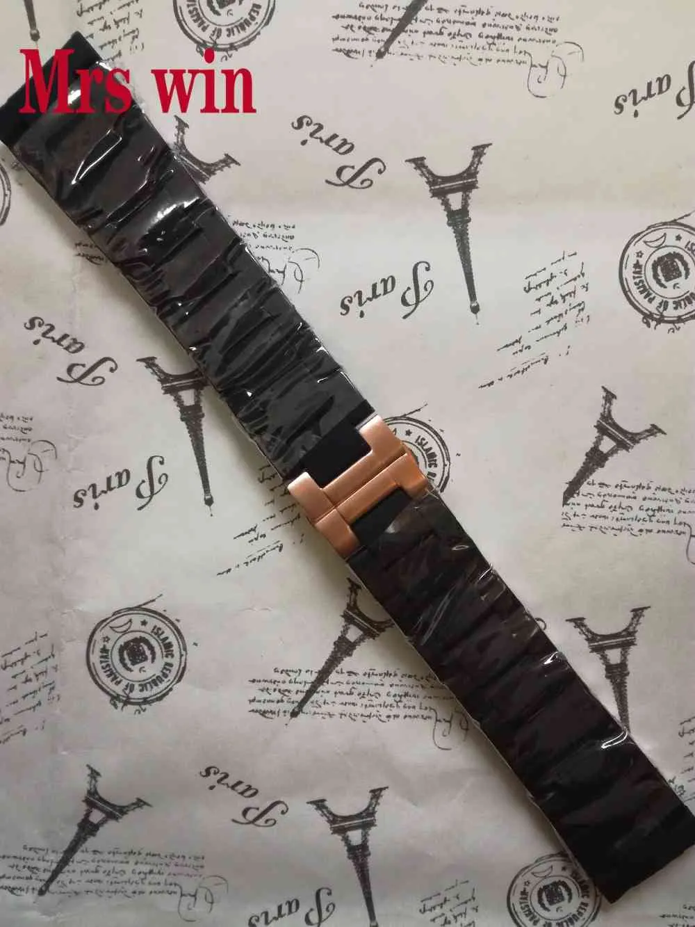 MRS Win Watchbands 고무 실리콘 랩 로즈 - 골드 스테인레스 스틸 시계 스트랩 팔찌 시계 액세서리