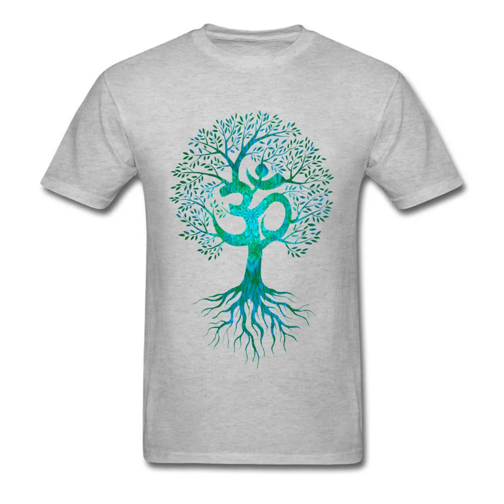  Mens Tshirts Om Tree Of Life Europe Tops & Tees Cotton Fabric O-Neck Short Sleeve Slim Fit Tops Shirt Labor Day Om Tree Of Life grey