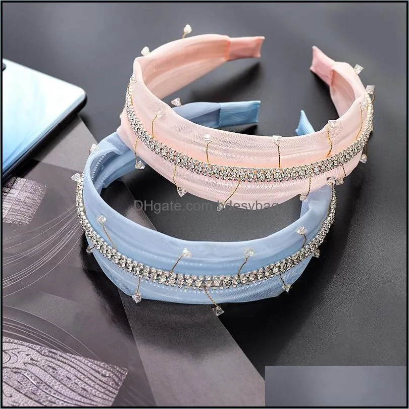 Vintage Rhinestone Chain Bezel Hairband Women Mesh Headband Girls Hair Accessories Opaska Do Wlosow Diademas Para El Pelo