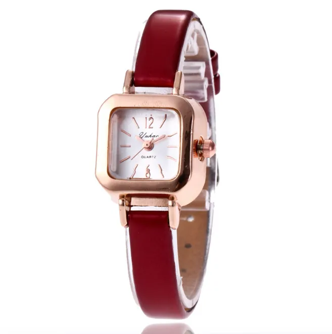 Mode carré femmes montres Quartz dames montre confortable bracelet en cuir montres multicolore Choice217u