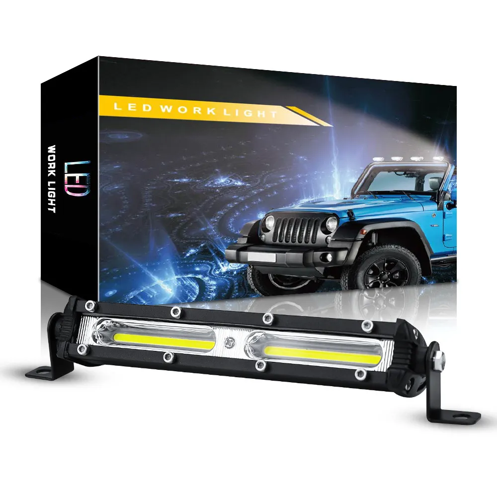 18W 7 인치 COB 자동차 LED 작업 표시 줄 오프로드 스팟 램프 12V 24V SUV ATV 트럭 4x4 UAZ 보트 오토바이 자동 안개 헤드 라이트