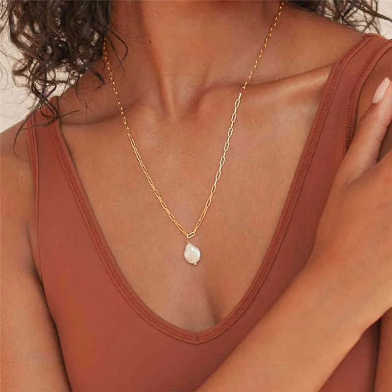 14k guldfylld naturlig barock pärla handgjorda smycken choker pendlar femme kolye collares boho kvinnor halsband