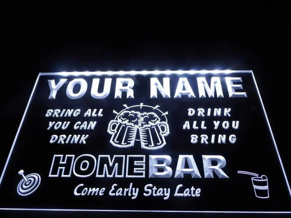 TM057 Naam gepersonaliseerde Custom Family Home Brew Mug Cheers Bar Bier LED Neon Light Signs Q0723