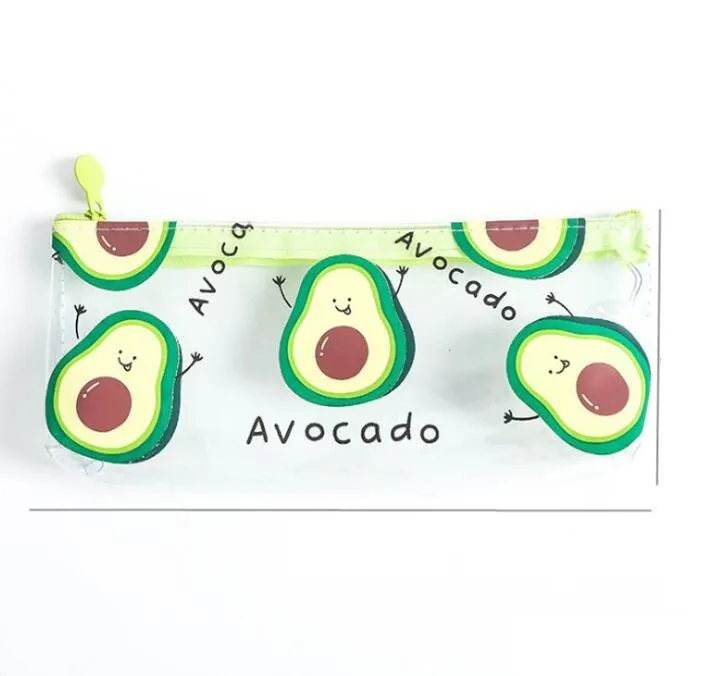 Cartoon Lovely Avocado Transparent PVC Piórnik Papiernicze Papiernicze pudełko Papiernicza dla Student School Students Torba