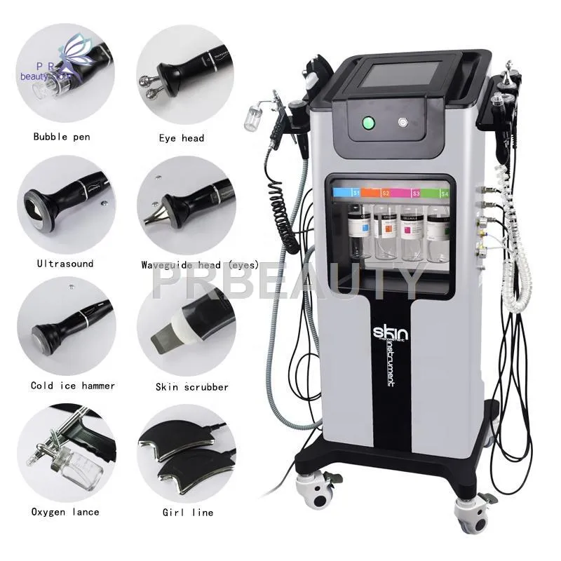 8 IN 1 Hydra Facial Machine RF ringiovanimento della pelle Microdermoabrasione Hydro Dermoabrasione Rimozione delle rughe bio-lifting hydrafacials Spa Machines