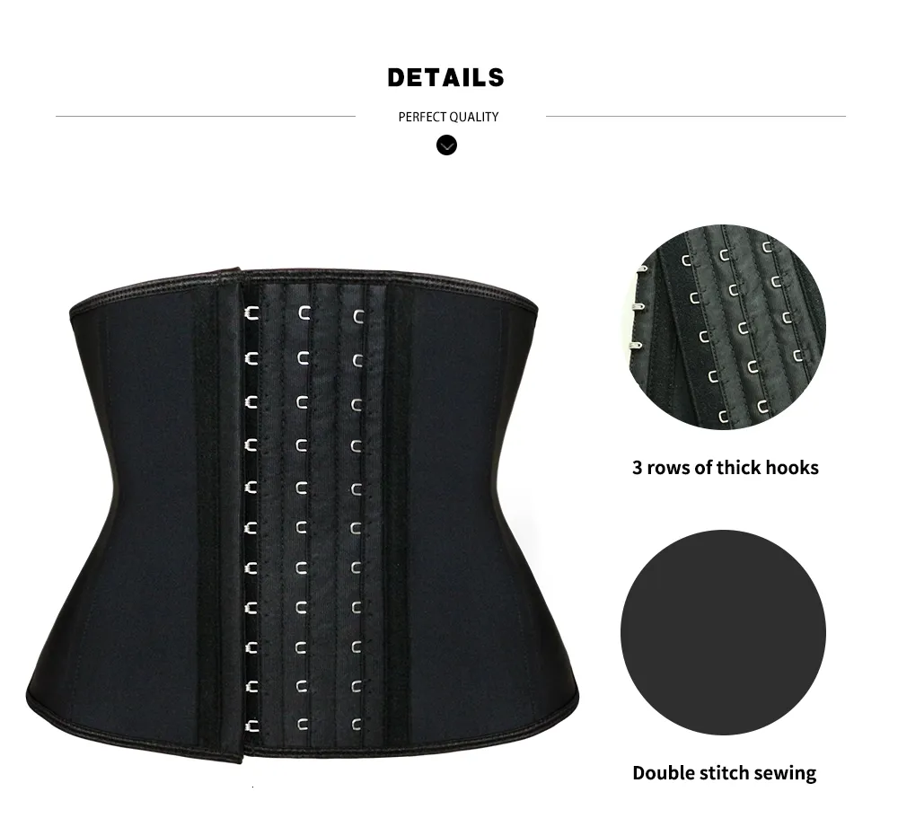 NB1512_01 Atbuty Waist Trainer 9 Inches Shot Torso Latex Waist Training Corset 9 Steel Boned hooks Body Shaper (3)