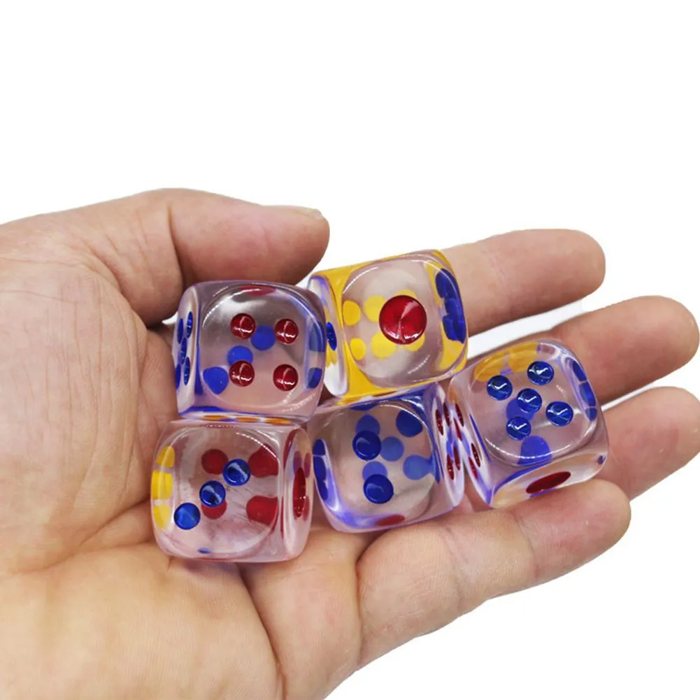 100pcs Gambing 24mm 6 Sided Crystal Dices Party Favor Transparent Clear Dice Kids Games Children Educational Toy Game Mahjong Dice