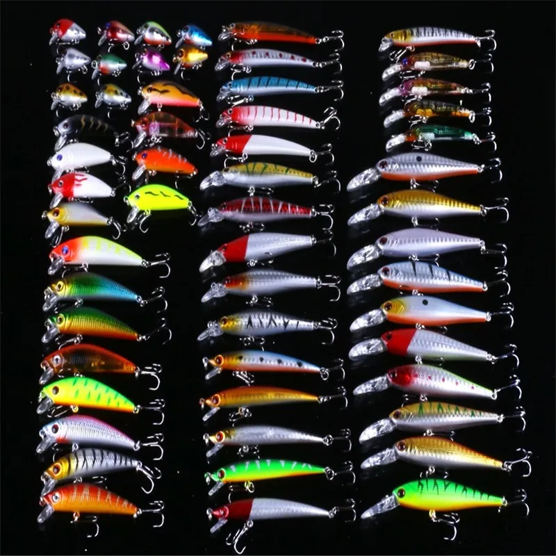 43pcs/lot Fishing Lures Set Mixed 6 Models 43 Clolor Minnow Lure Crank Bait Fishing Baits Bass Tackle 238 X2