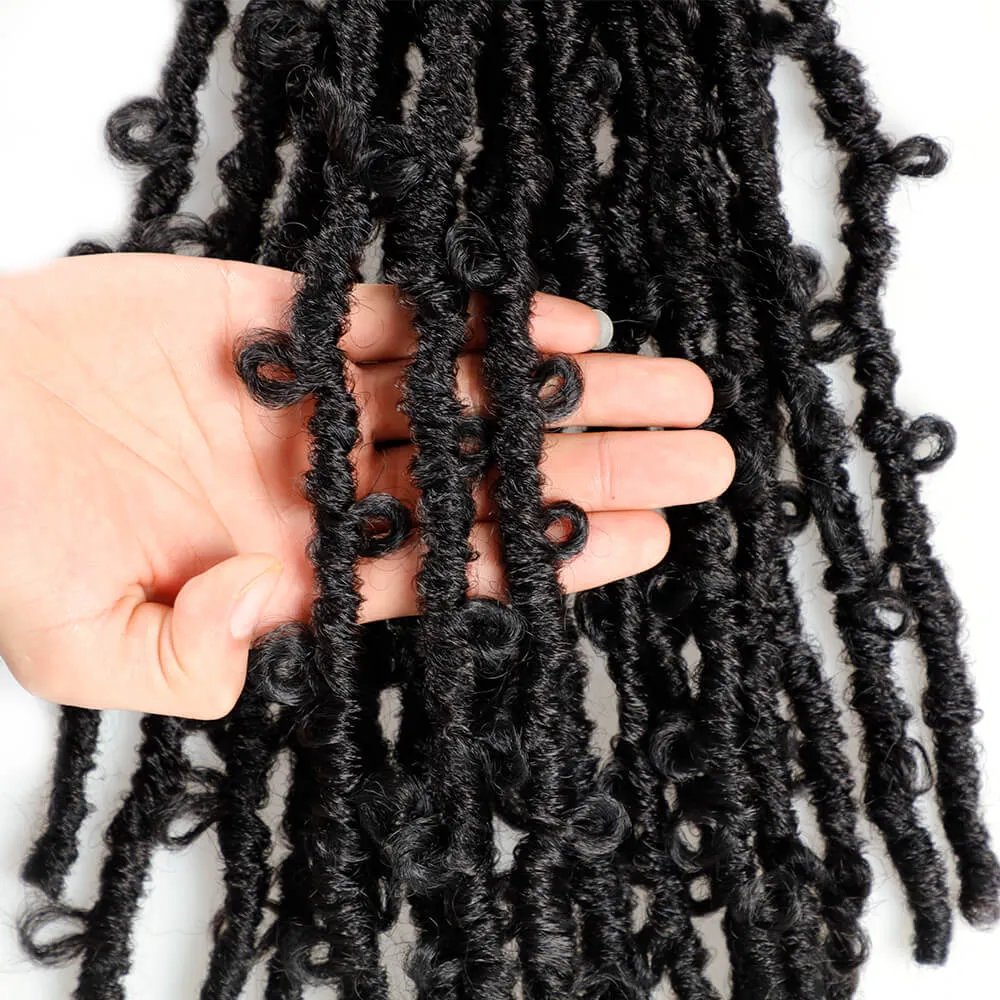 Motyl Faux Locs Crochet Hair 12/14/18 cal Handmade Distressed Locs Crochet Braid Hair Extensions dla czarnych kobiet