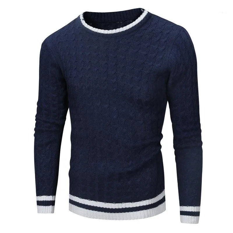 Lente mannen gebreide truien O-hals jumper heren katoenen pullover breien wit zwart marine grijs beige trui merk kleding1