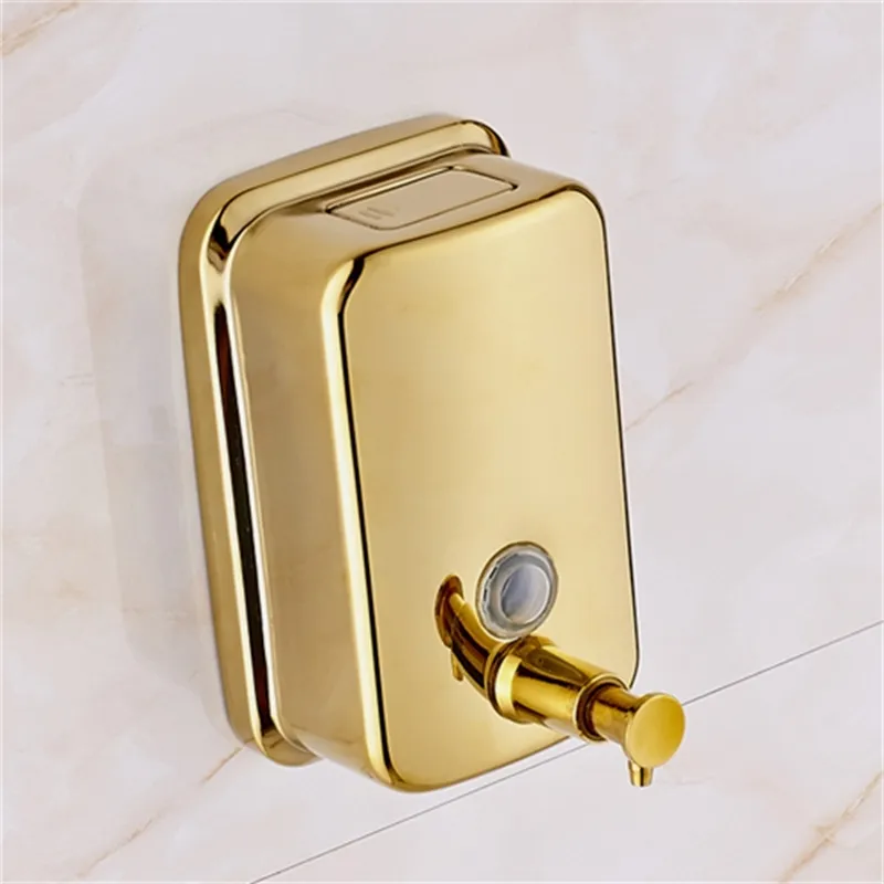 Whole and Retail Solid Brass Bathroom Liquid Soap Dispenser Gold Polished Wall Mount Y200407284T