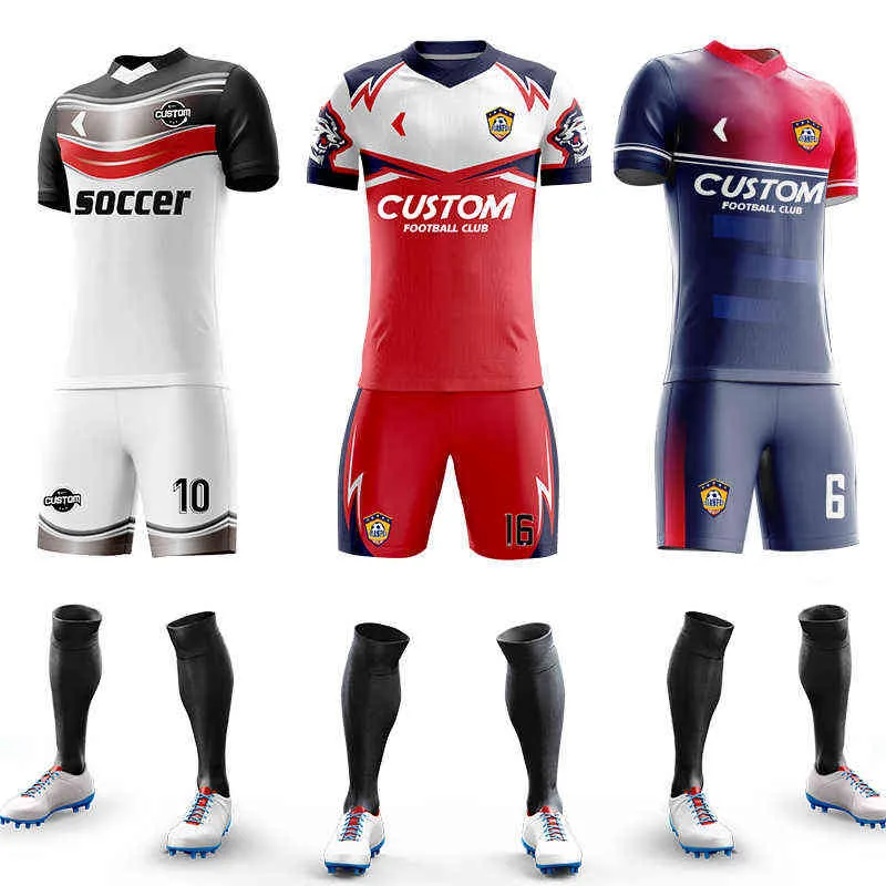 Men's Tracksuits Custom Football Jerseys Full Sublimation Printing Soccer Club Team Training Uniform Suit for Men