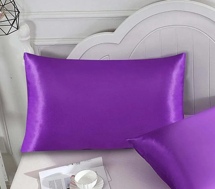 Silk Satin Pillowcase 20x26 Inches, 12 Solid Colors, Cooling Envelope