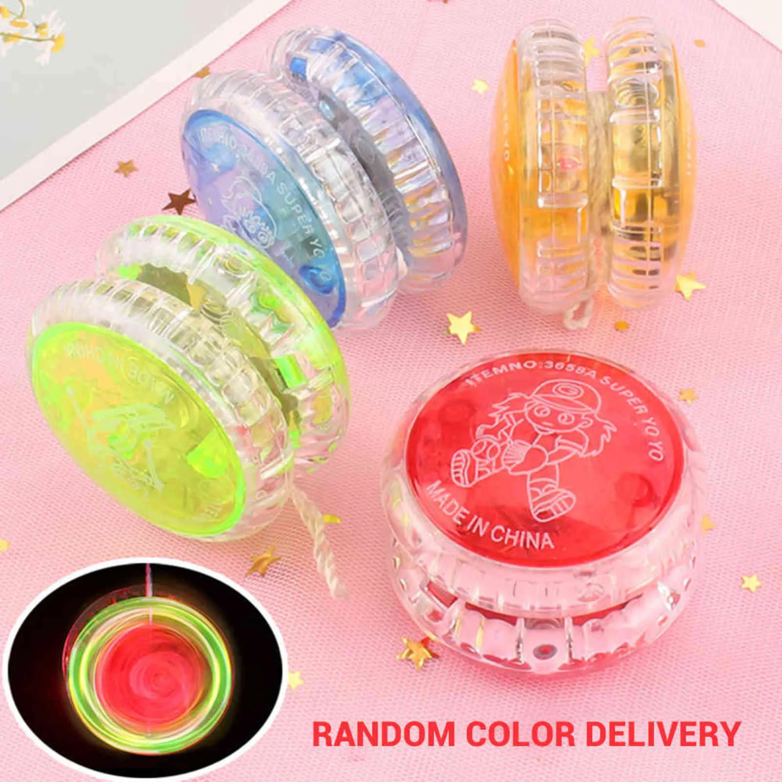 LED piscando mágico yoyo bola brinquedos para crianças plástico colorido fácil de transportar yo-yo brinquedo festa menino clássico engraçado brinquedos presente g1125